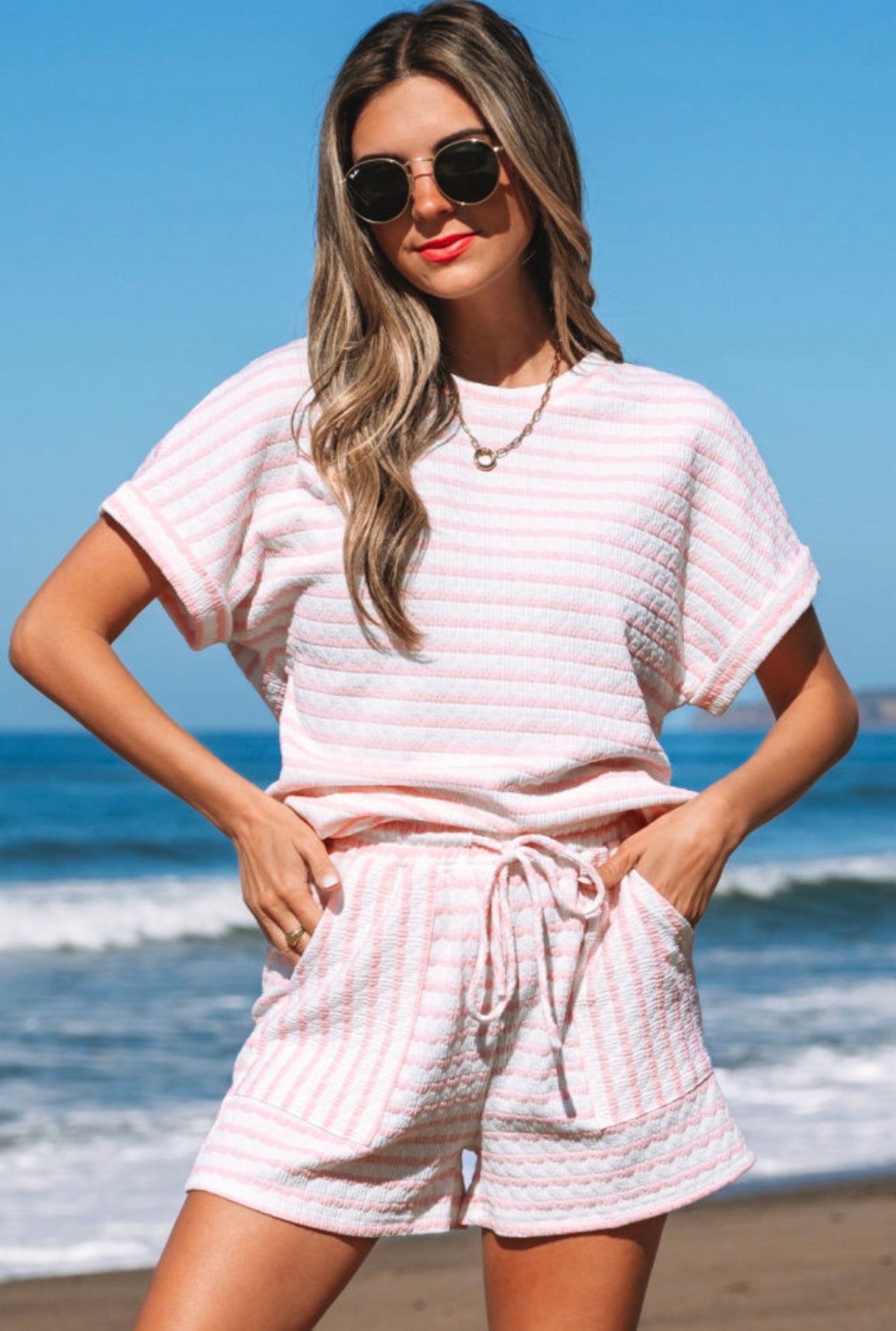 Striped pink set