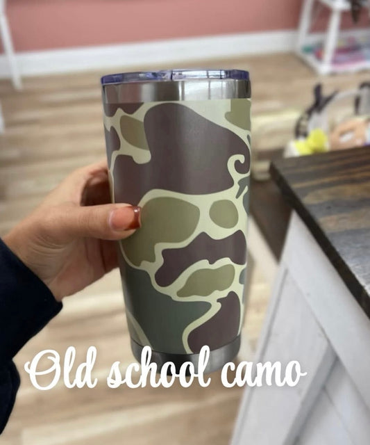 Old school camo tumbler